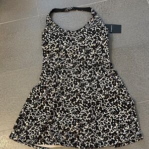 Fabletics Black and Cream Leopard Print Dress